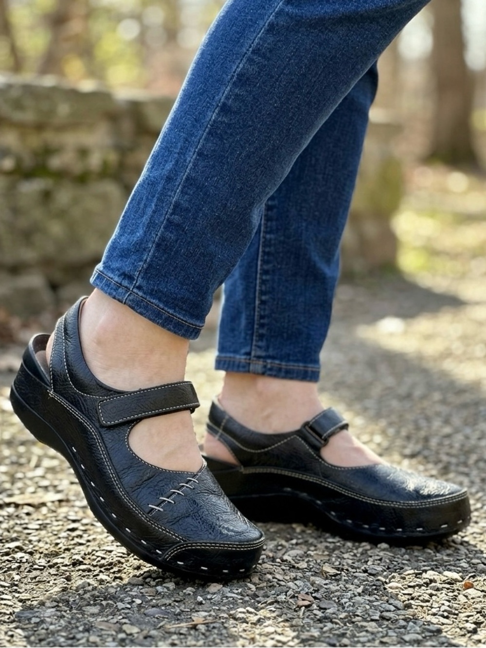 Wolky Cloggy Black Leather Mary Jane Slingback Comfort Shoes Clogs Womens Sz 39